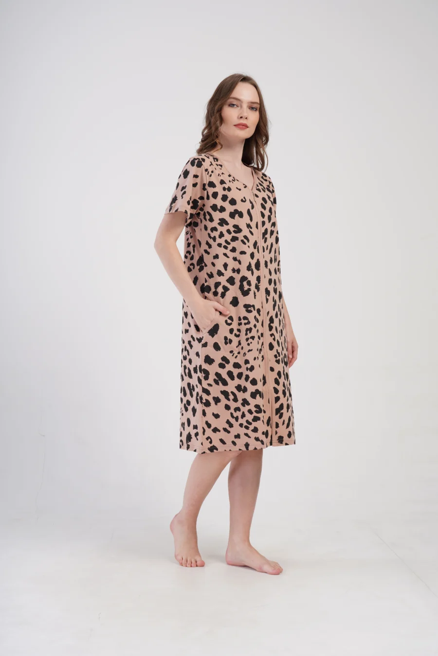 Szlafrok damski Vienetta Leopard, Brązowy, r. 1XL-4XL - obrazek 4