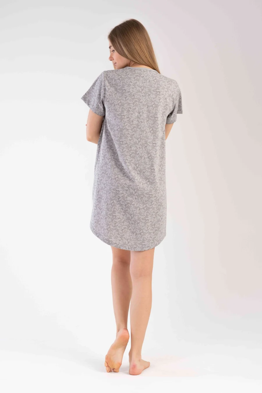 Koszula Nocna Vienetta Cozy Flowers, Szary, r. M-XXL - obrazek 3