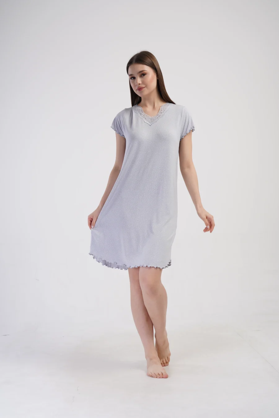 Koszula Nocna Vienetta White Dots, Szary, r. 1XL - 4XL - obrazek 2