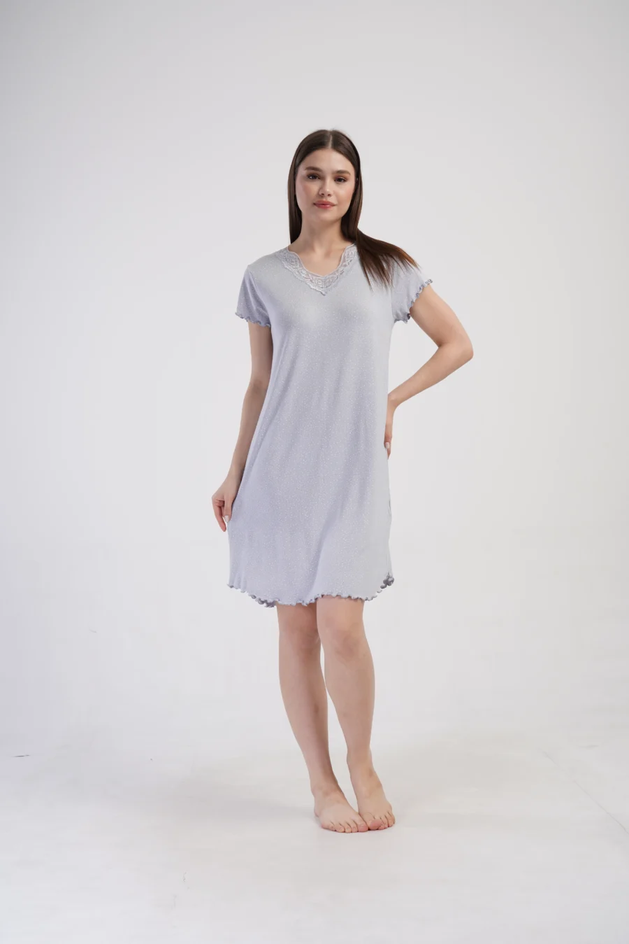 Koszula Nocna Vienetta White Dots, Szary, r. 1XL - 4XL - obrazek 6