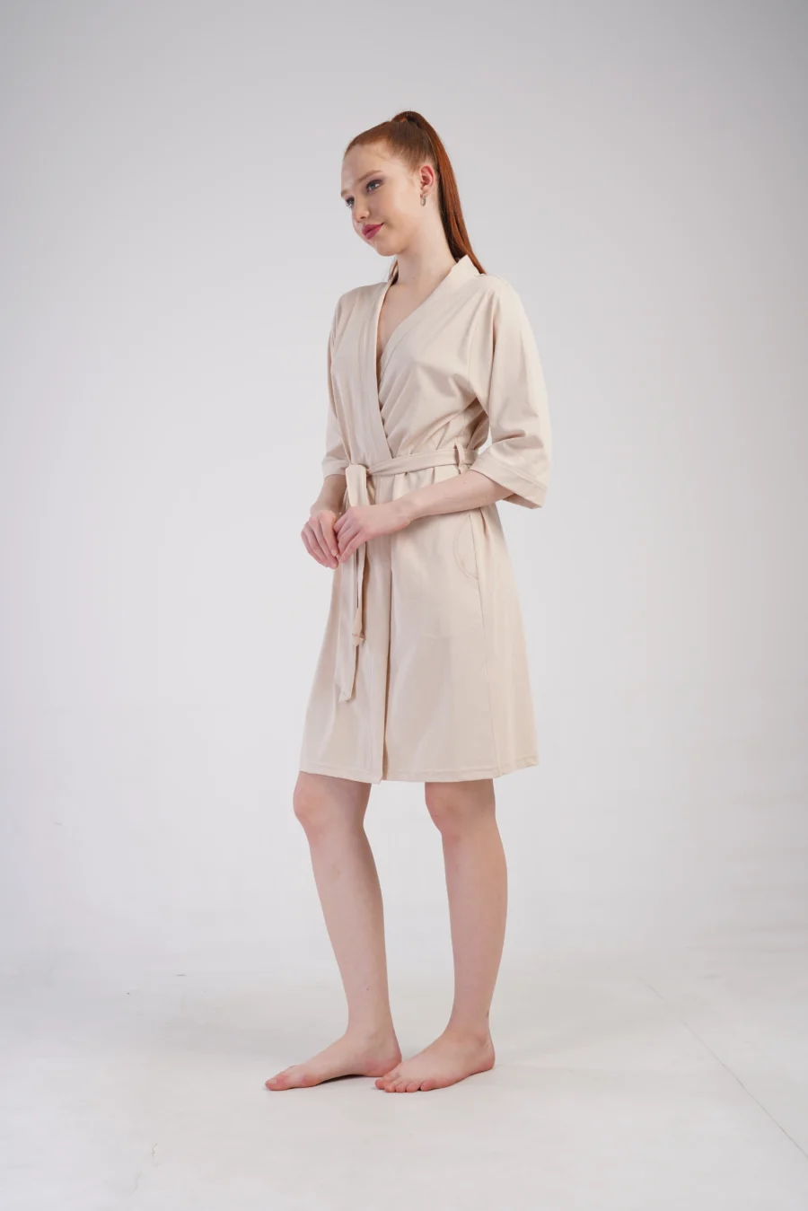 Szlafrok damski Vienetta Beige comfort, Beżowy, r. 1XL - 3XL - obrazek 2