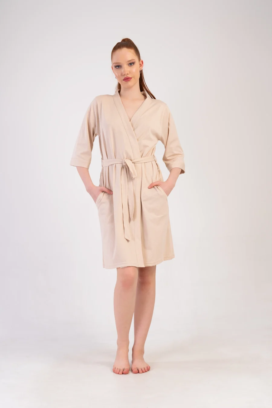 Szlafrok damski Vienetta Beige comfort, Beżowy, r. 1XL - 3XL - obrazek 5