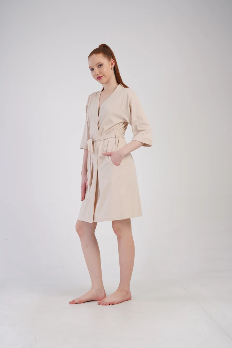Szlafrok damski Vienetta Beige comfort, Beżowy, r. 1XL - 3XL - obrazek 6