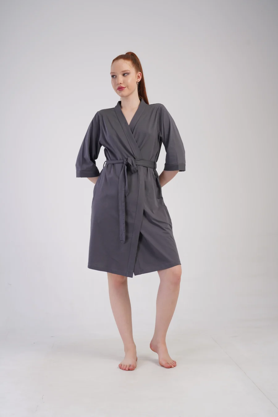 Szlafrok damski Vienetta Gray comfort, Szary, r. 1XL - 3XL - obrazek 2