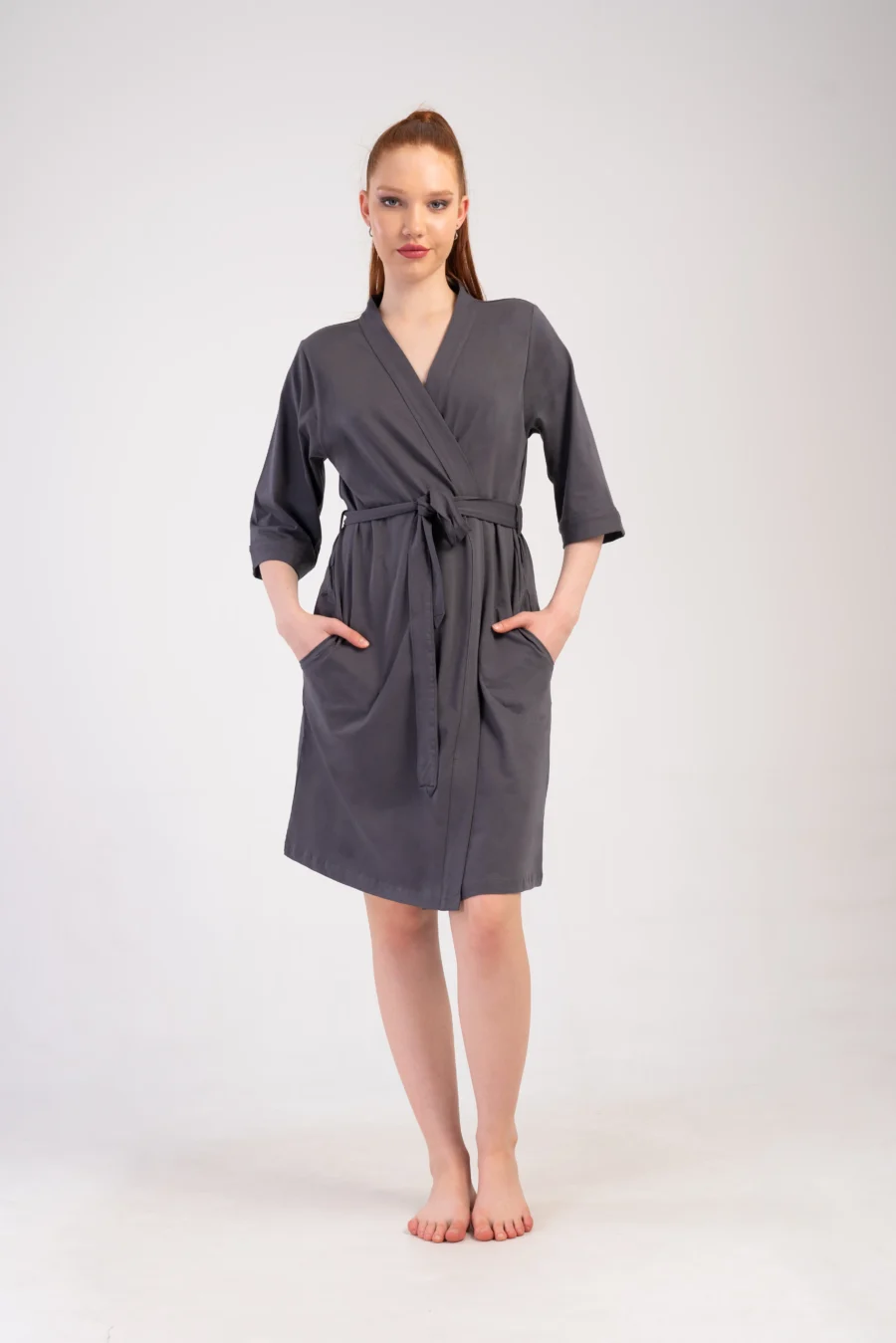 Szlafrok damski Vienetta Gray comfort, Szary, r. 1XL - 3XL - obrazek 4