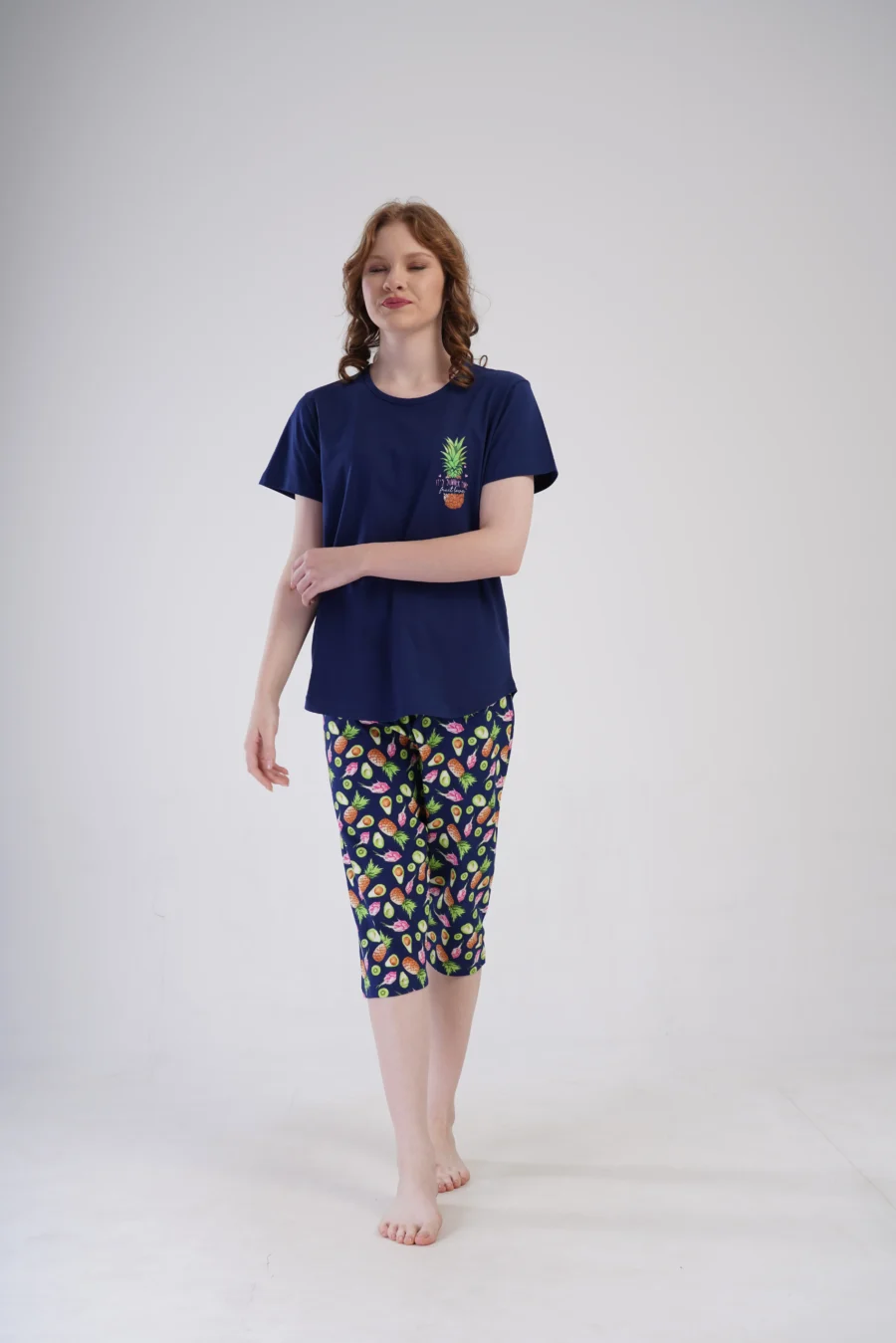 Piżama Damska Vienetta Summer time, Granatowy, r. 5XL-7XL - obrazek 2