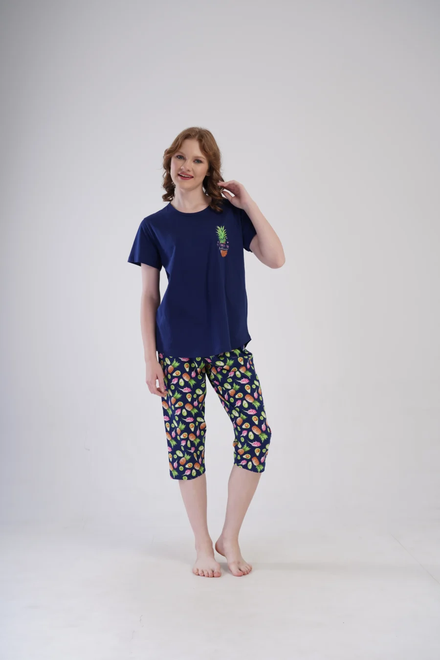 Piżama Damska Vienetta Summer time, Granatowy, r. 5XL-7XL - obrazek 6