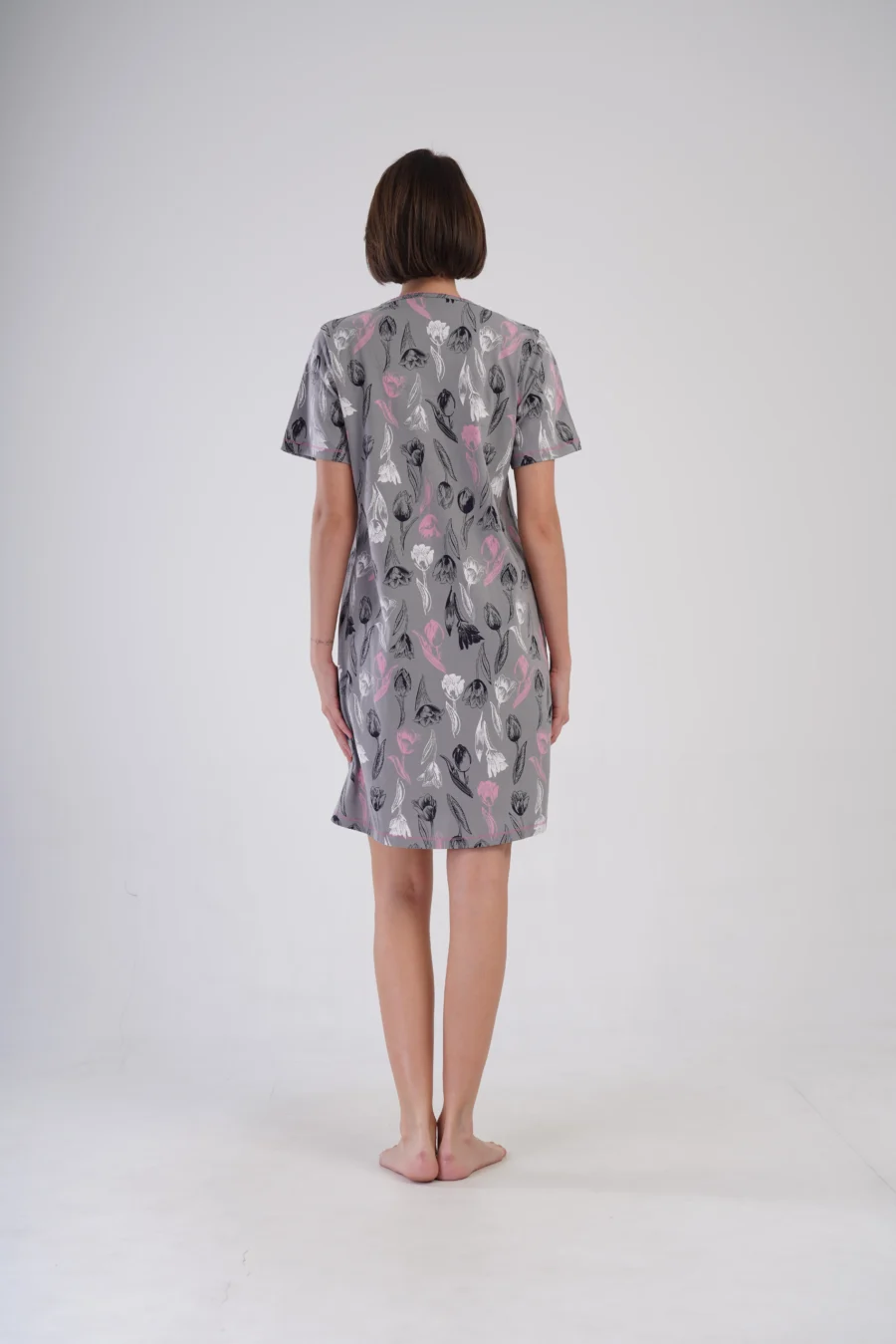 Koszula Nocna Vienetta Pastel Flowers, Szary, r. M-XXL - obrazek 5