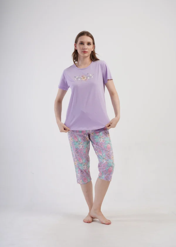 Piżama Damska Vienetta Flowers, Fioletowy, r. 5XL-7XL - 5XL