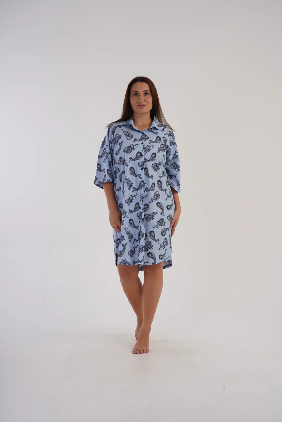 Koszula Nocna Vienetta Flower Vibe, Niebieski, r. 1XL - 4XL