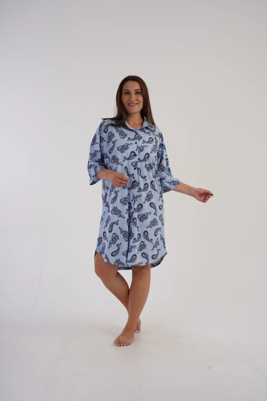Koszula Nocna Vienetta Flower Vibe, Niebieski, r. 1XL - 4XL - obrazek 4