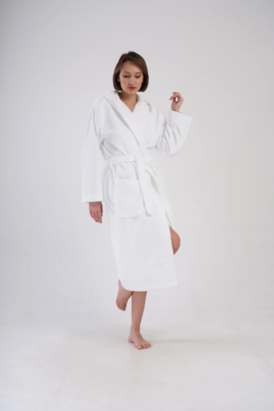 Szlafrok damski Vienetta Pure Comfort, Biały, r. M-XL - obrazek 2