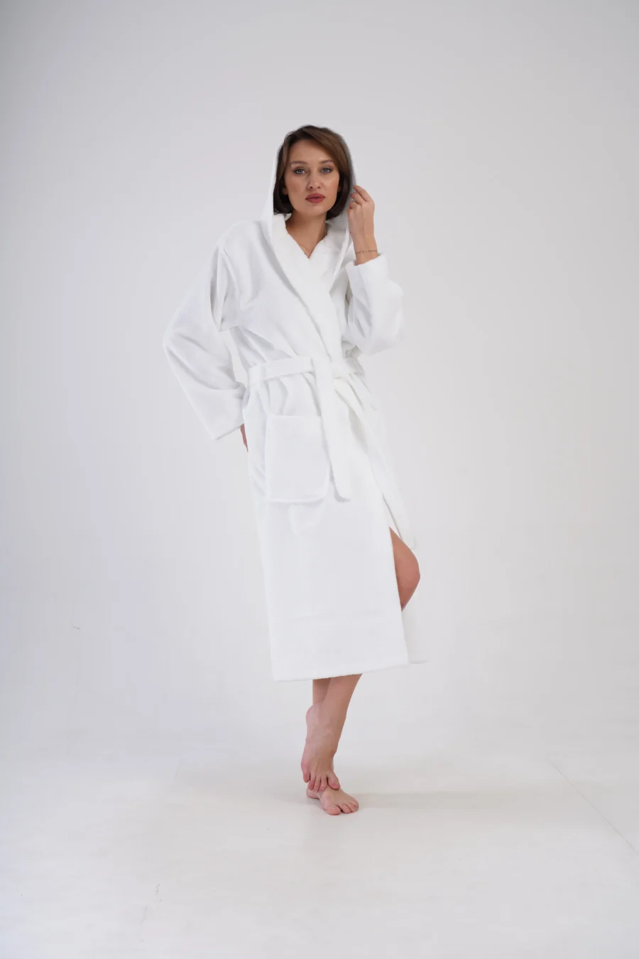 Szlafrok damski Vienetta Pure Comfort, Biały, r. M-XL - obrazek 3