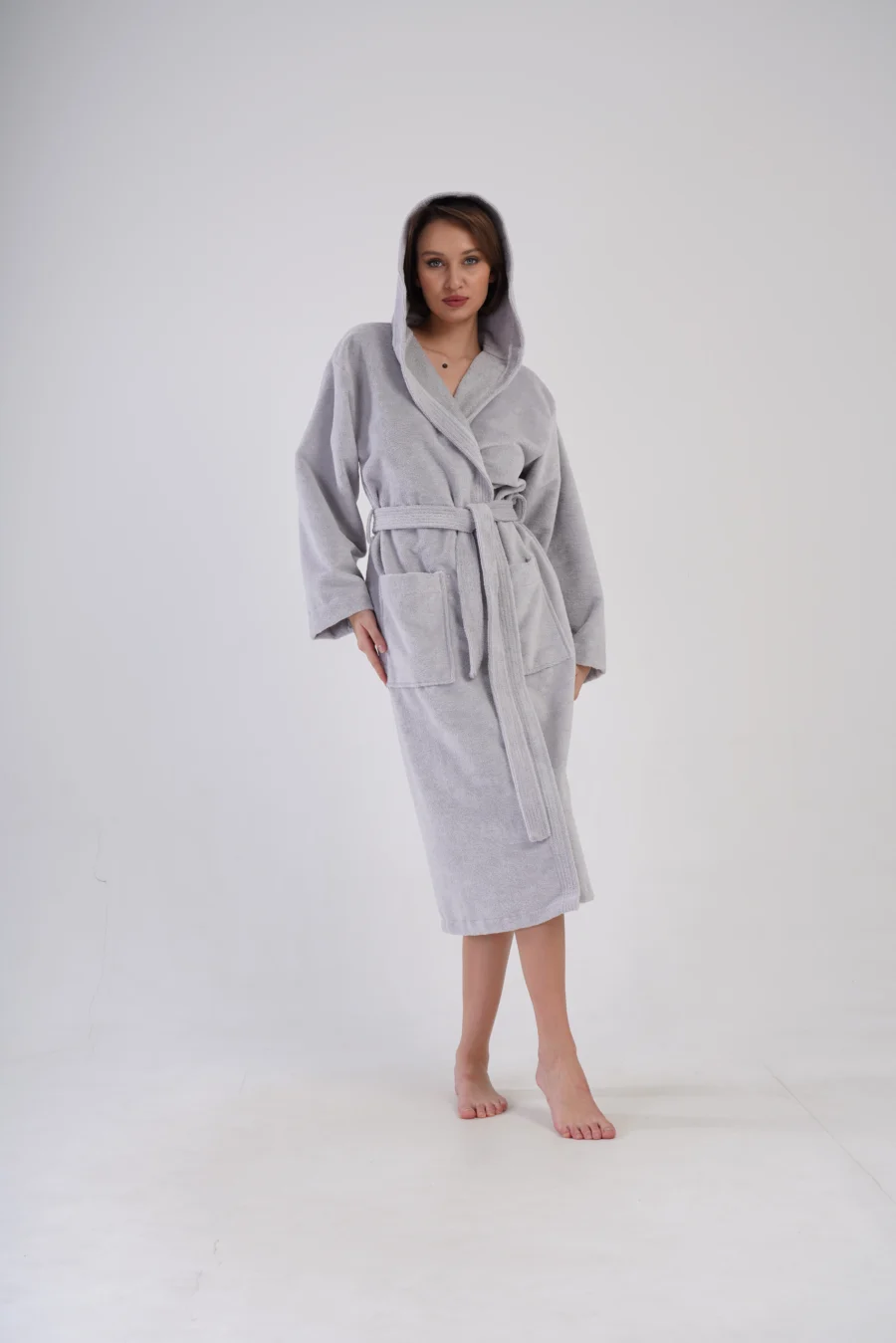 Szlafrok damski Vienetta Gray Vibes, Szary, r. M-XL - obrazek 5