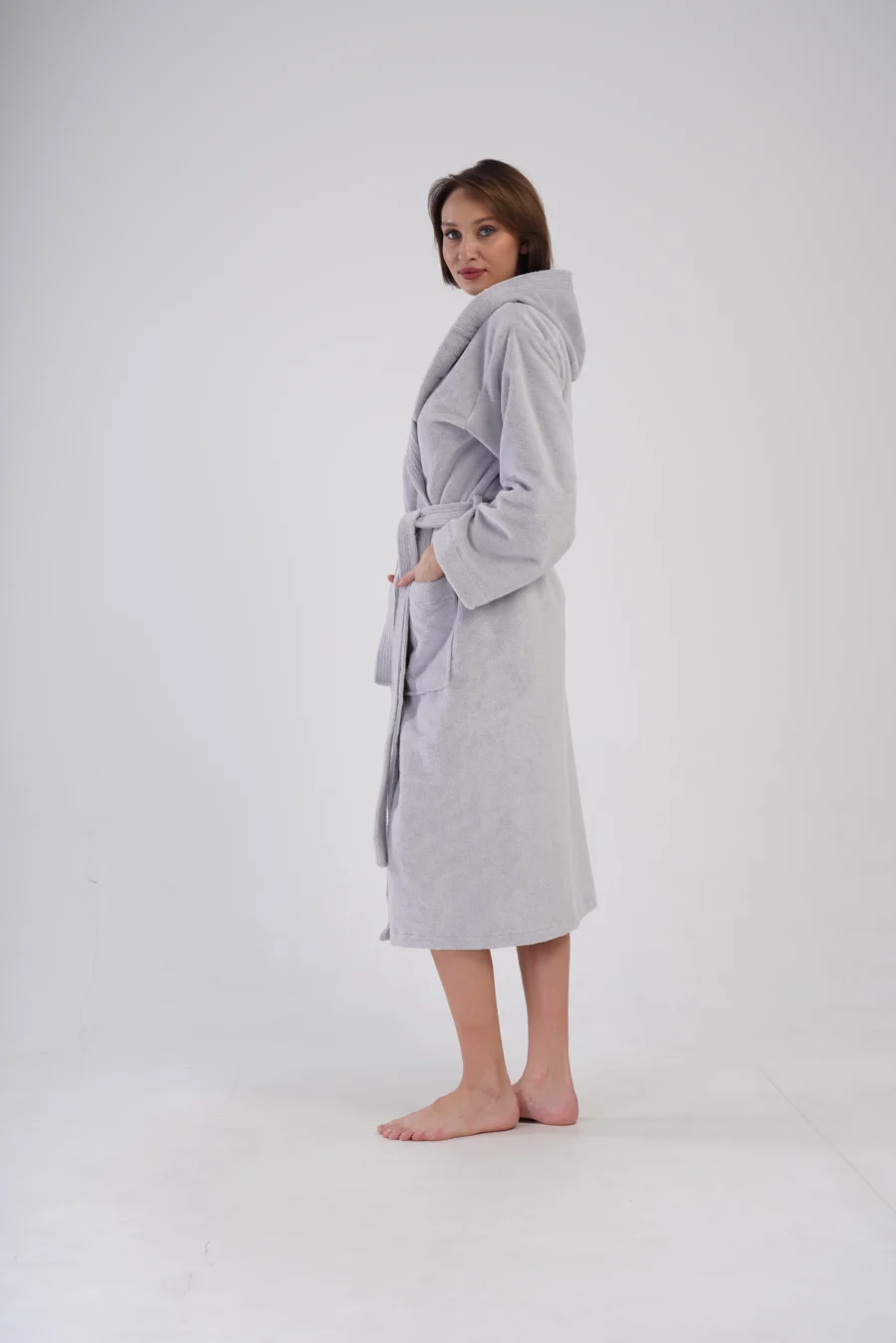 Szlafrok damski Vienetta Gray Vibes, Szary, r. M-XL - obrazek 2
