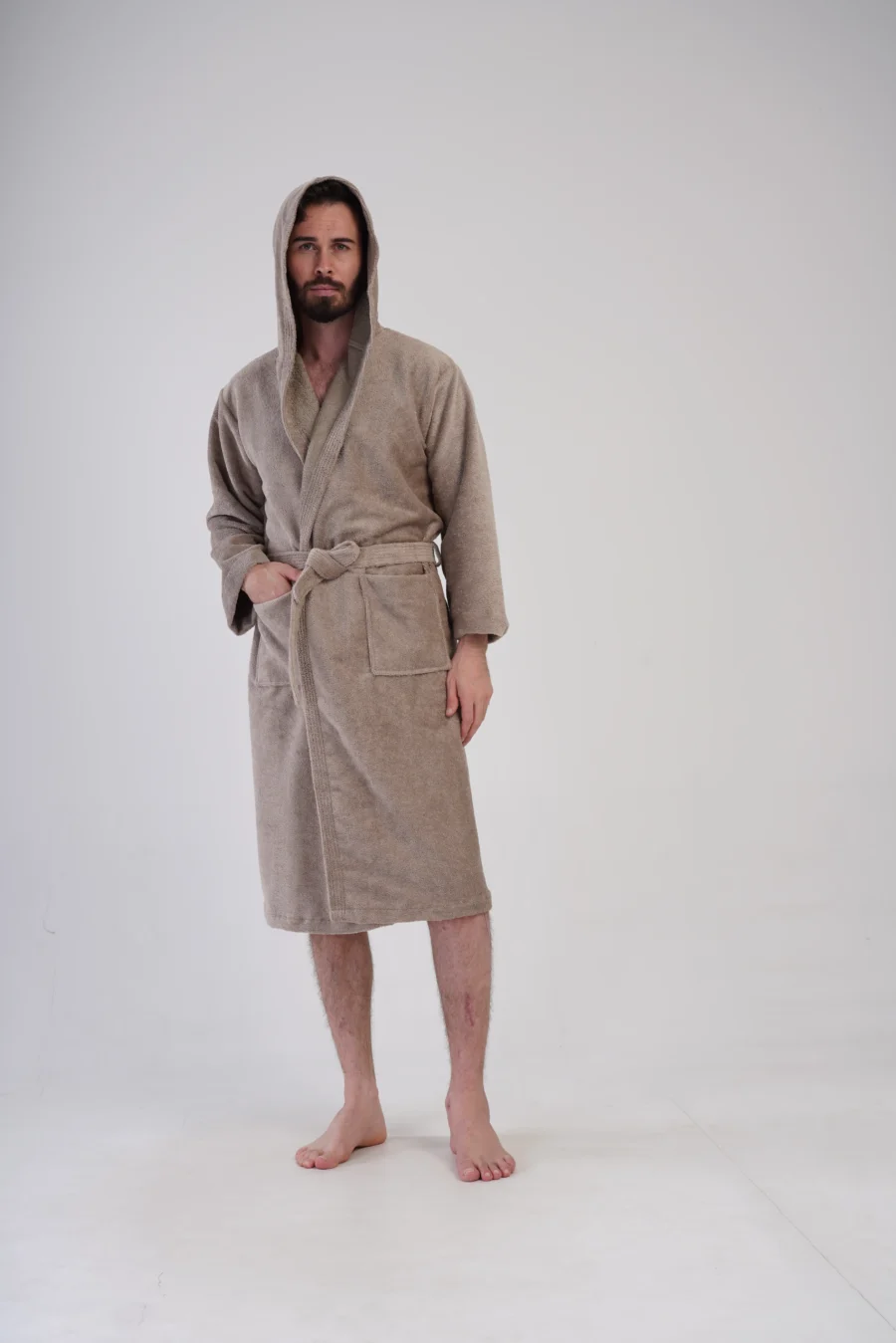 Szlafrok męski Vienetta Beige Night, Beżowy, r. L-XXL - obrazek 2
