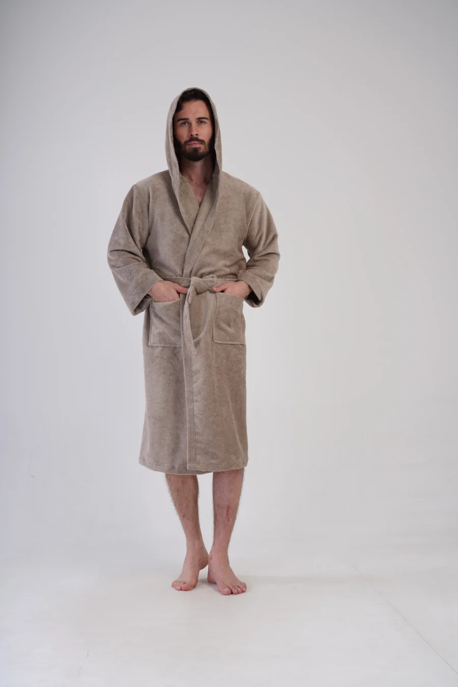 Szlafrok męski Vienetta Beige Night, Beżowy, r. L-XXL - obrazek 3