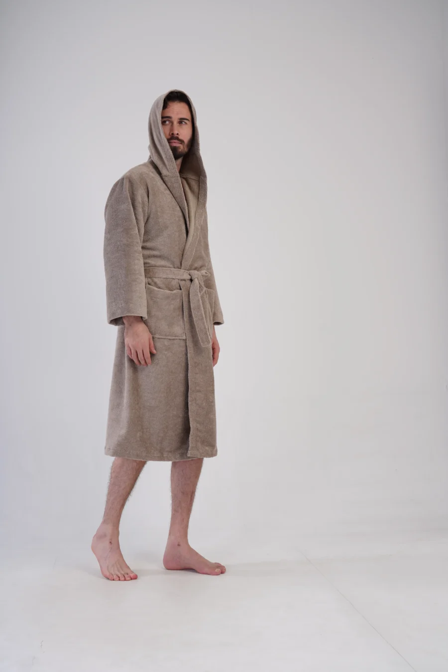 Szlafrok męski Vienetta Beige Night, Beżowy, r. L-XXL - obrazek 4