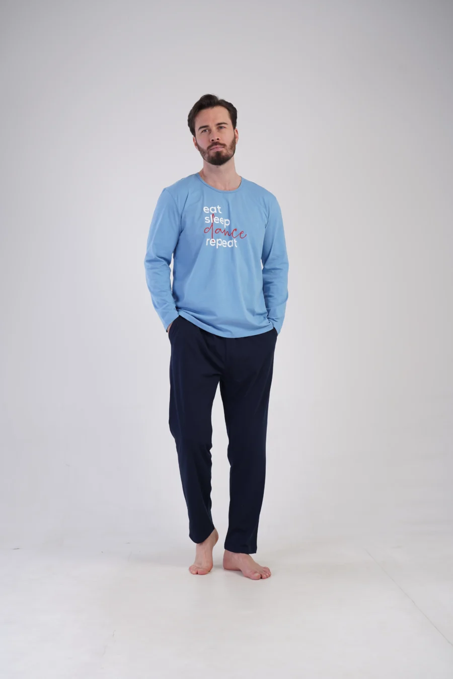 Piżama Męska Vienetta Eat Sleep Dance, Niebieski, r. S-XL - obrazek 3