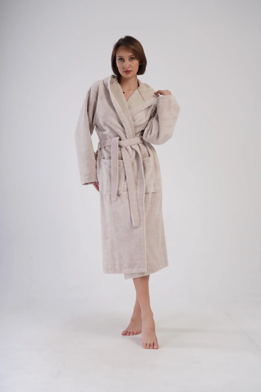 Szlafrok damski Vienetta Cozy Night, Beżowy, r. M-XL - obrazek 2