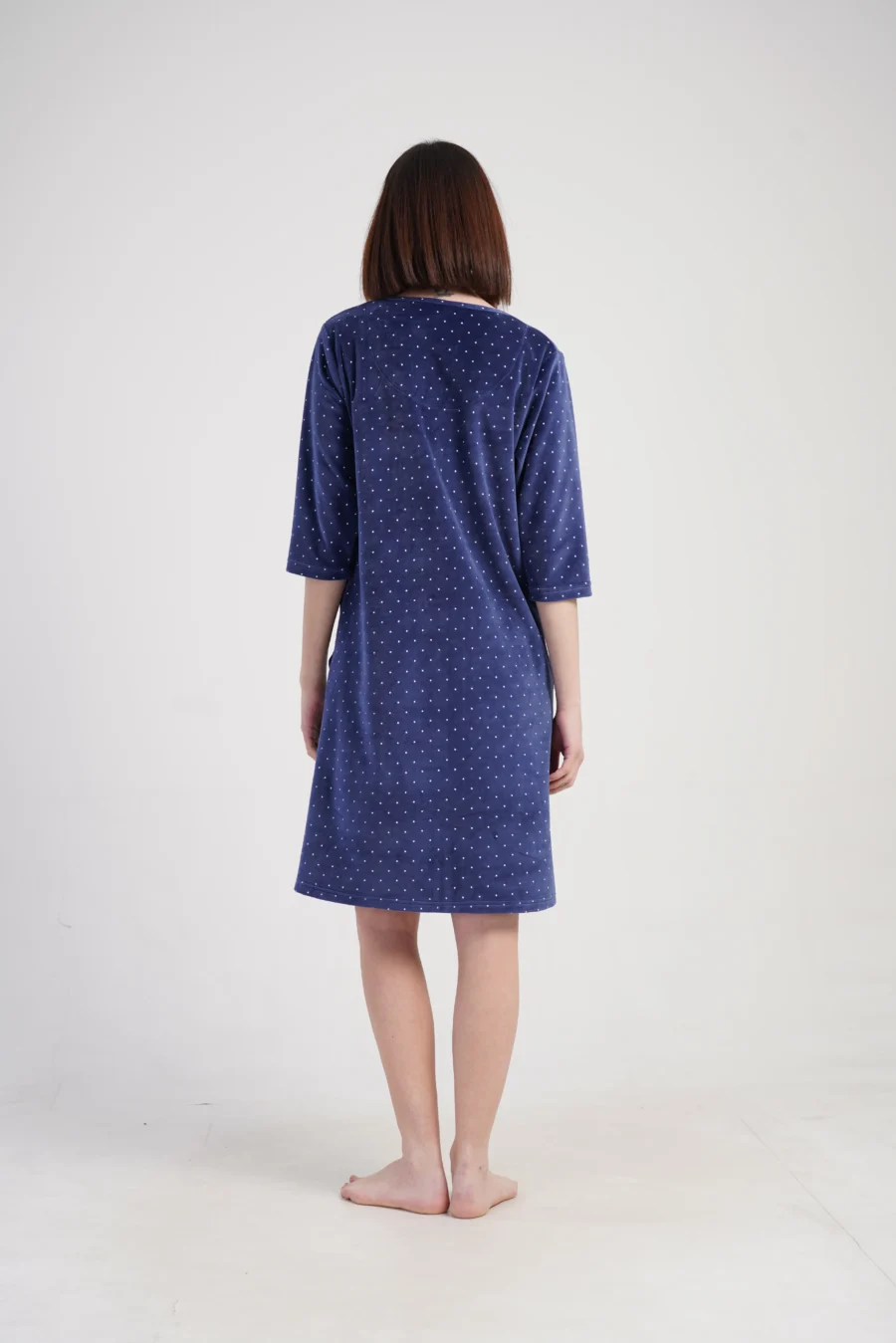 Szlafrok damski Vienetta Navy Dots, Granatowy, r. M-XXL - obrazek 5