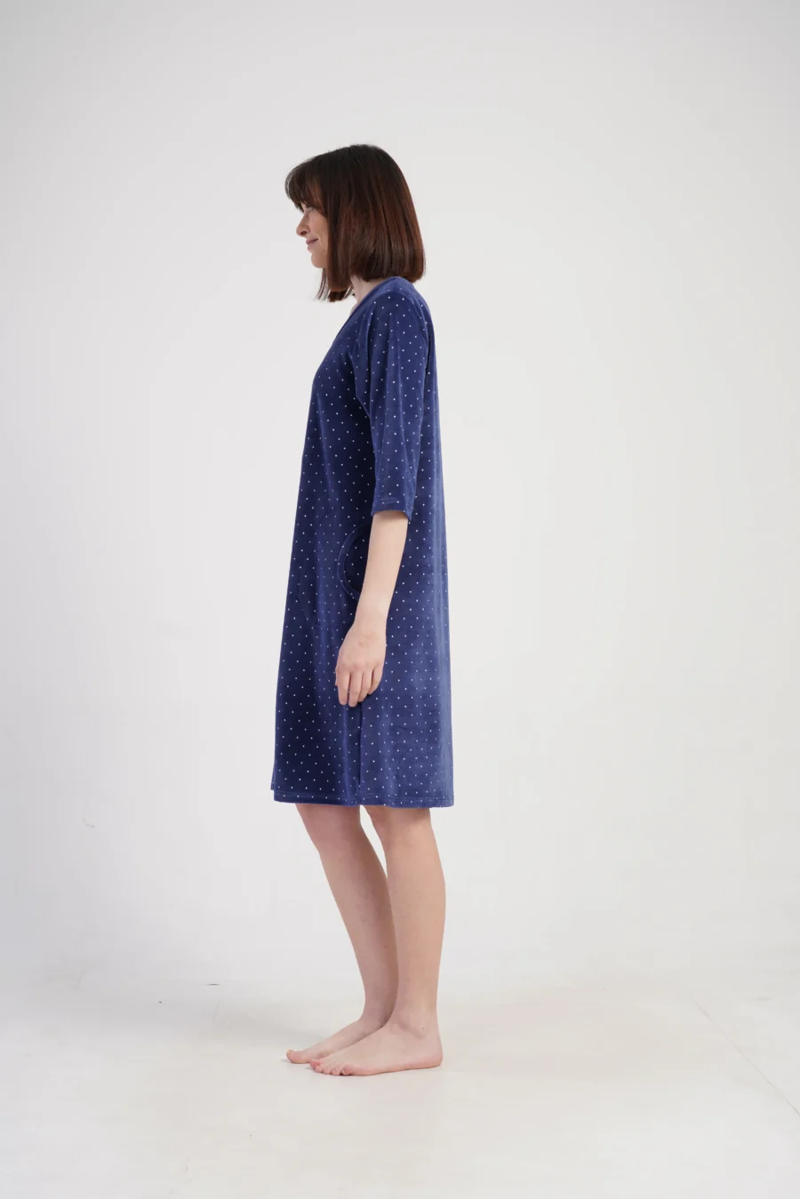 Szlafrok damski Vienetta Navy Dots, Granatowy, r. M-XXL - obrazek 6