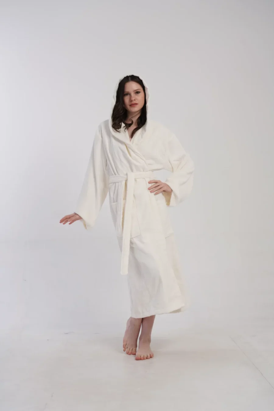 Szlafrok damski Vienetta Cozy Night, Ecru, r. M-XL - obrazek 3