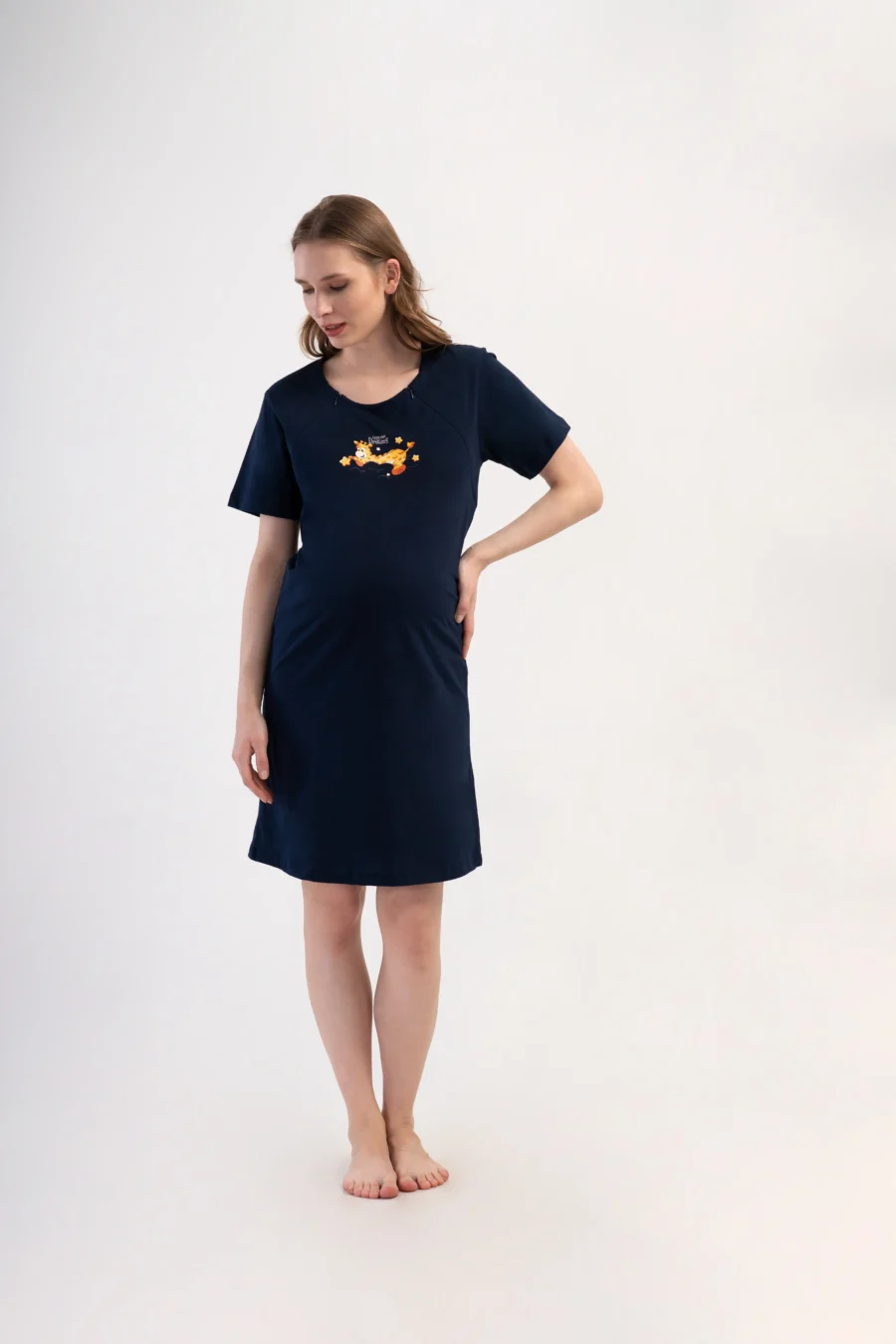 Koszula do Karmienia Vienetta Giraffe, Granatowy, r. S-XL - obrazek 2