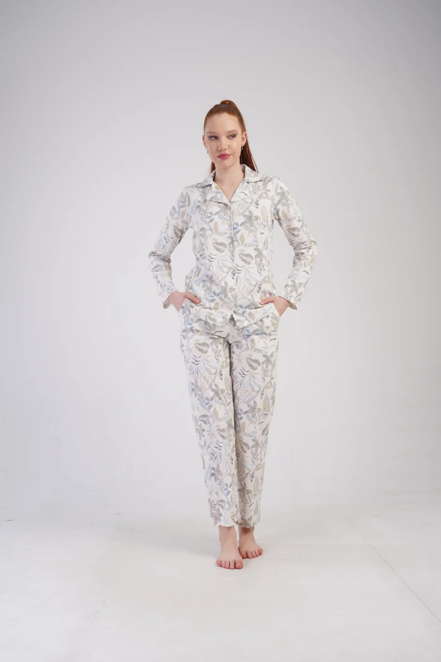 Piżama Damska Vienetta Botanic Nightwear, Beżowy, r. M-XXL - obrazek 3
