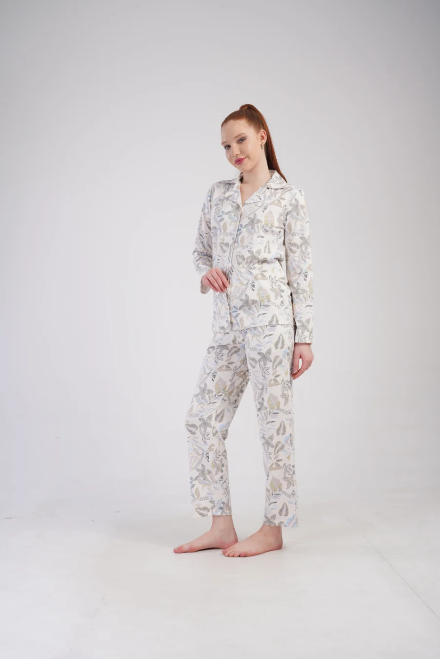 Piżama Damska Vienetta Botanic Nightwear, Beżowy, r. M-XXL - obrazek 4