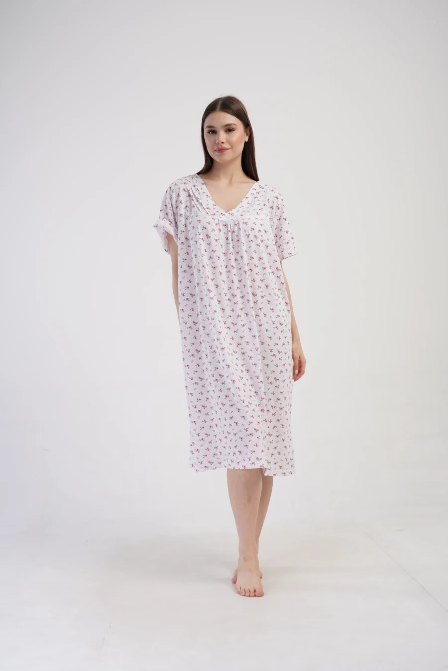 Koszula Nocna Vienetta Flowers Pink, Biały, r. 1XL - 4XL - obrazek 3