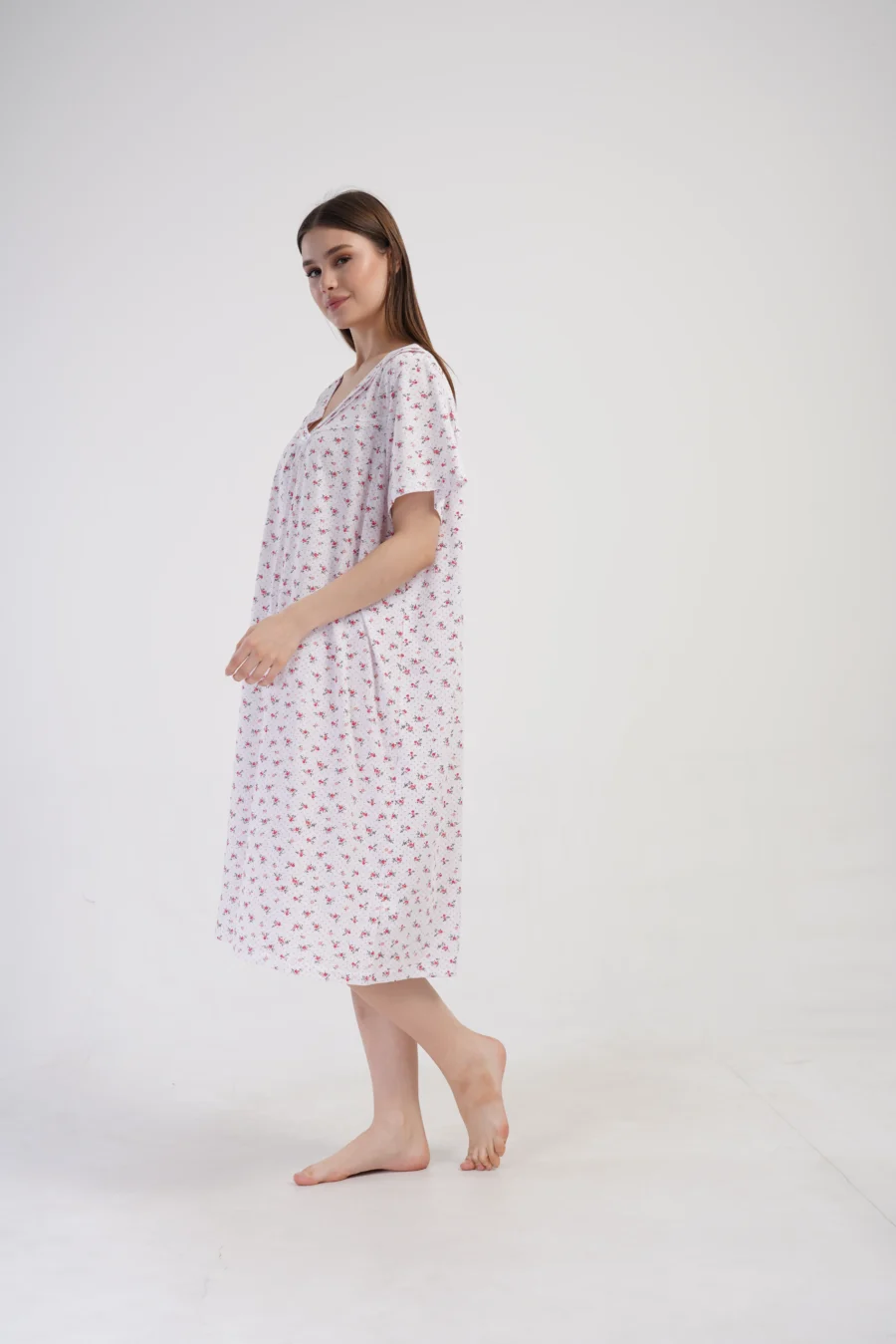 Koszula Nocna Vienetta Flowers Pink, Biały, r. 1XL - 4XL - obrazek 4
