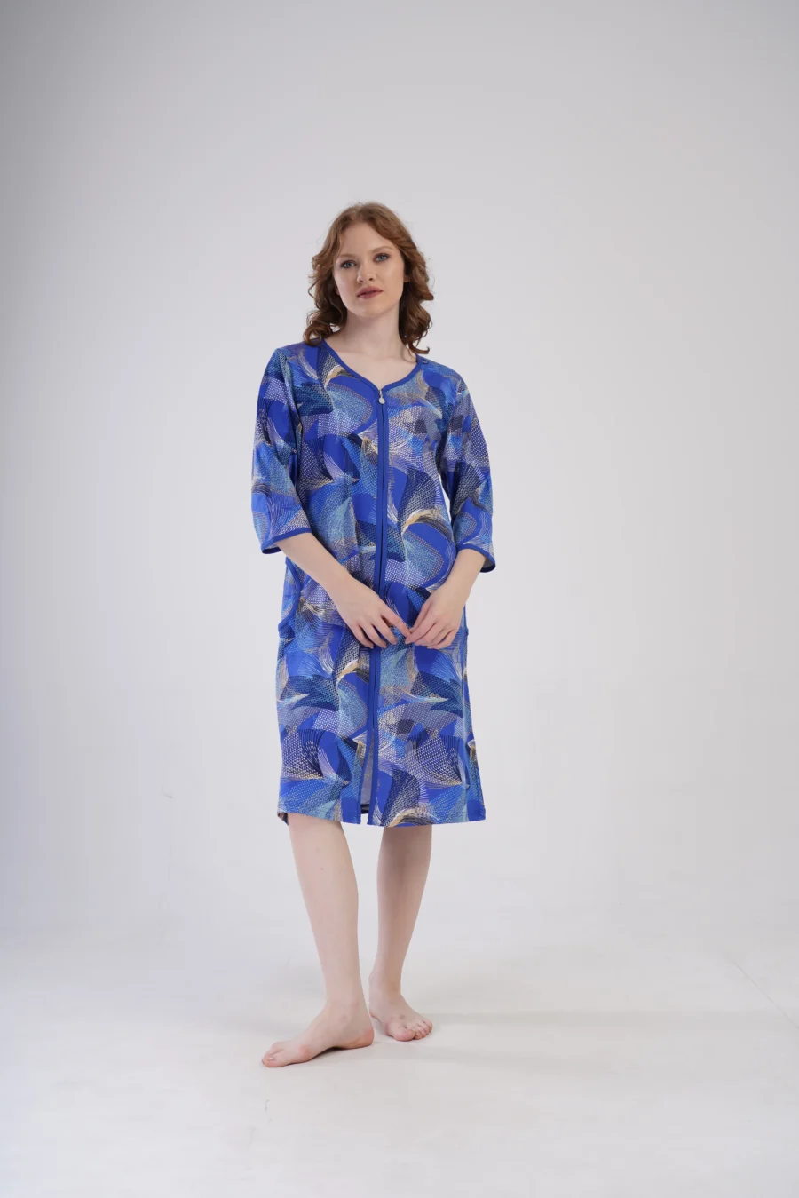 Szlafrok damski Vienetta Navy Vibes, Niebieski, r. 1XL-4XL