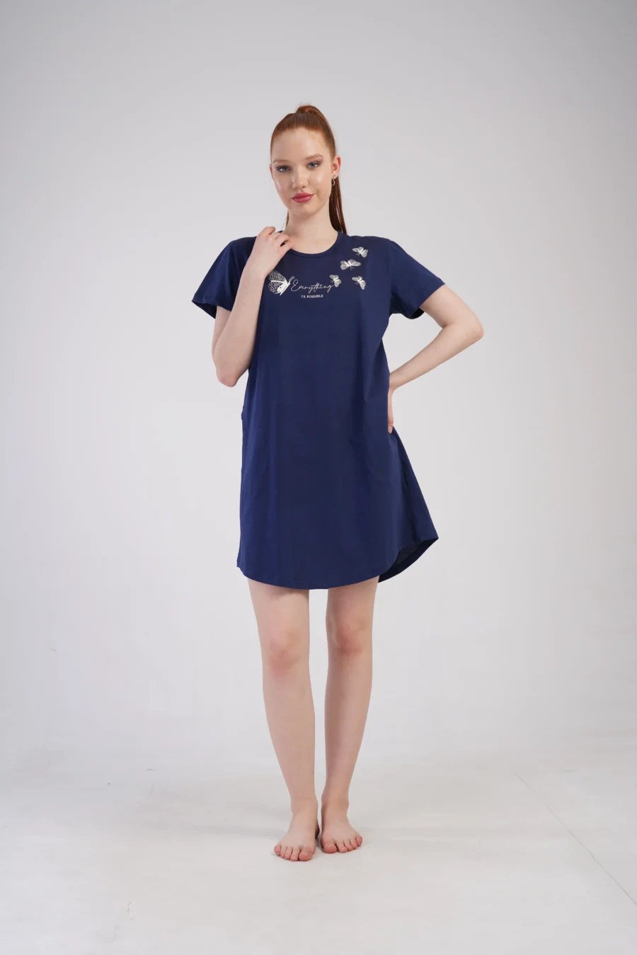 Koszula Nocna Damska Vienetta Possible, Granatowy, r. 1XL - 4XL - obrazek 2