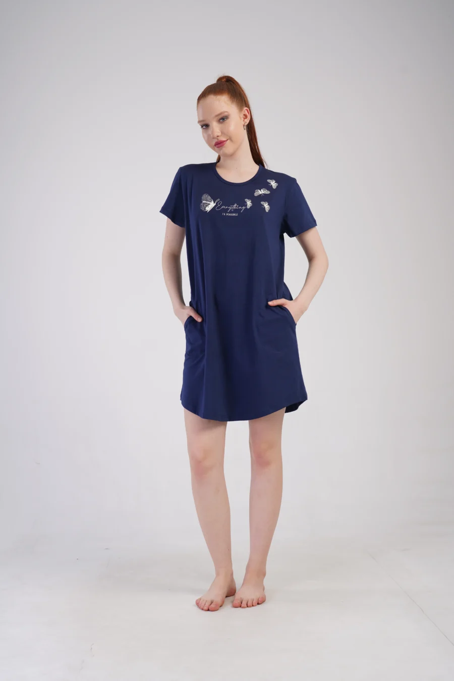 Koszula Nocna Damska Vienetta Possible, Granatowy, r. 1XL - 4XL - obrazek 3