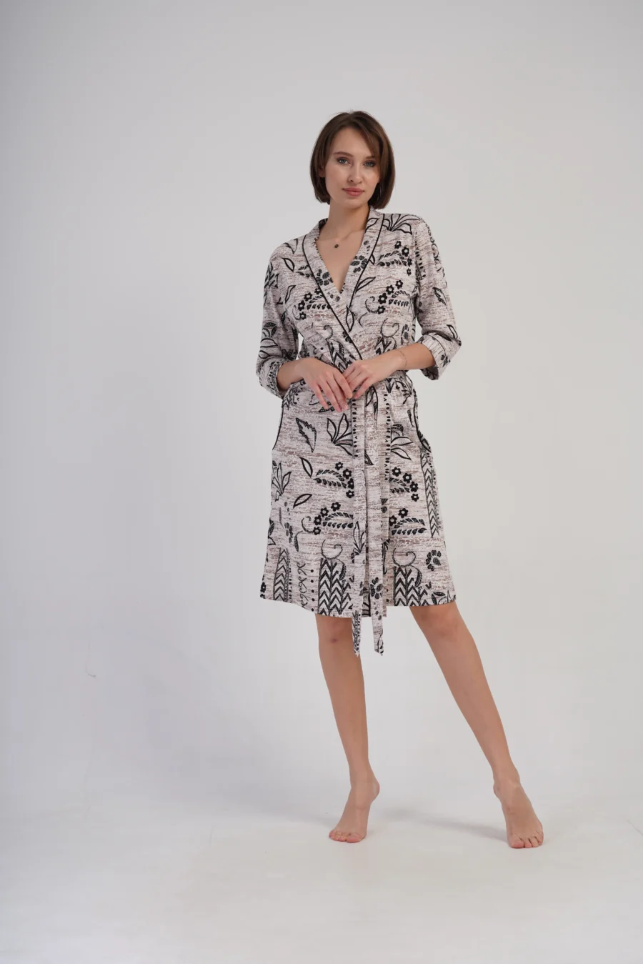 Szlafrok damski Vienetta Urban Nature, Beżowy, r. S-XL - obrazek 2