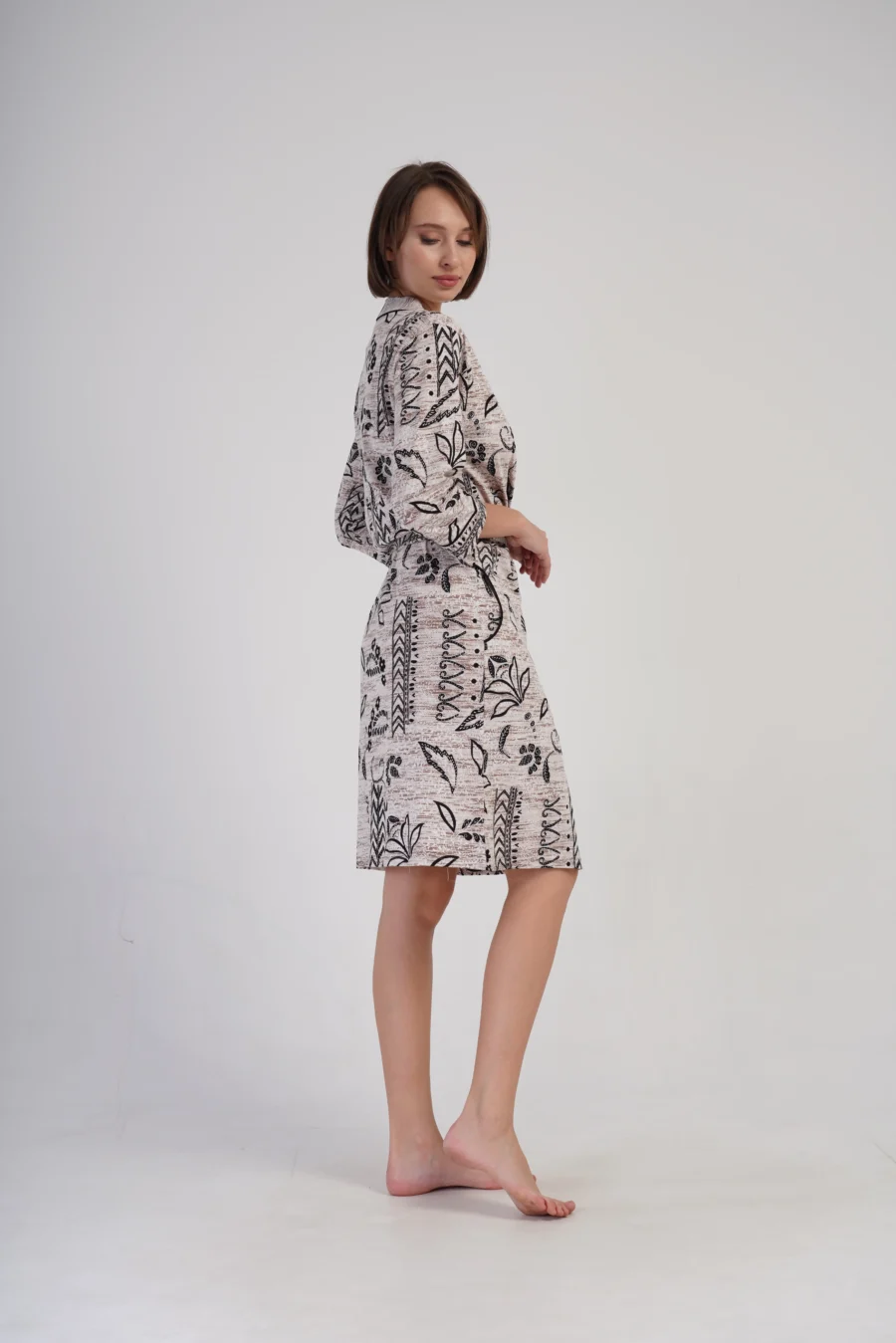 Szlafrok damski Vienetta Urban Nature, Beżowy, r. S-XL - obrazek 6