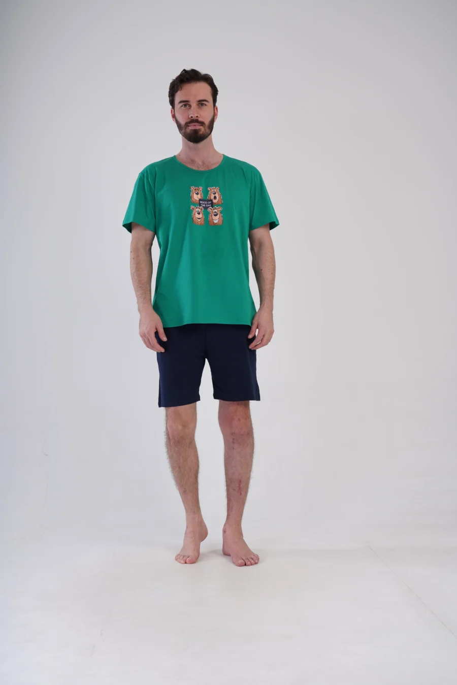 Piżama Męska Vienetta Bear Mood, Zielony, r. M-XXL