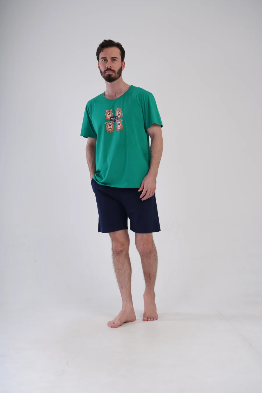 Piżama Męska Vienetta Bear Mood, Zielony, r. M-XXL - obrazek 3
