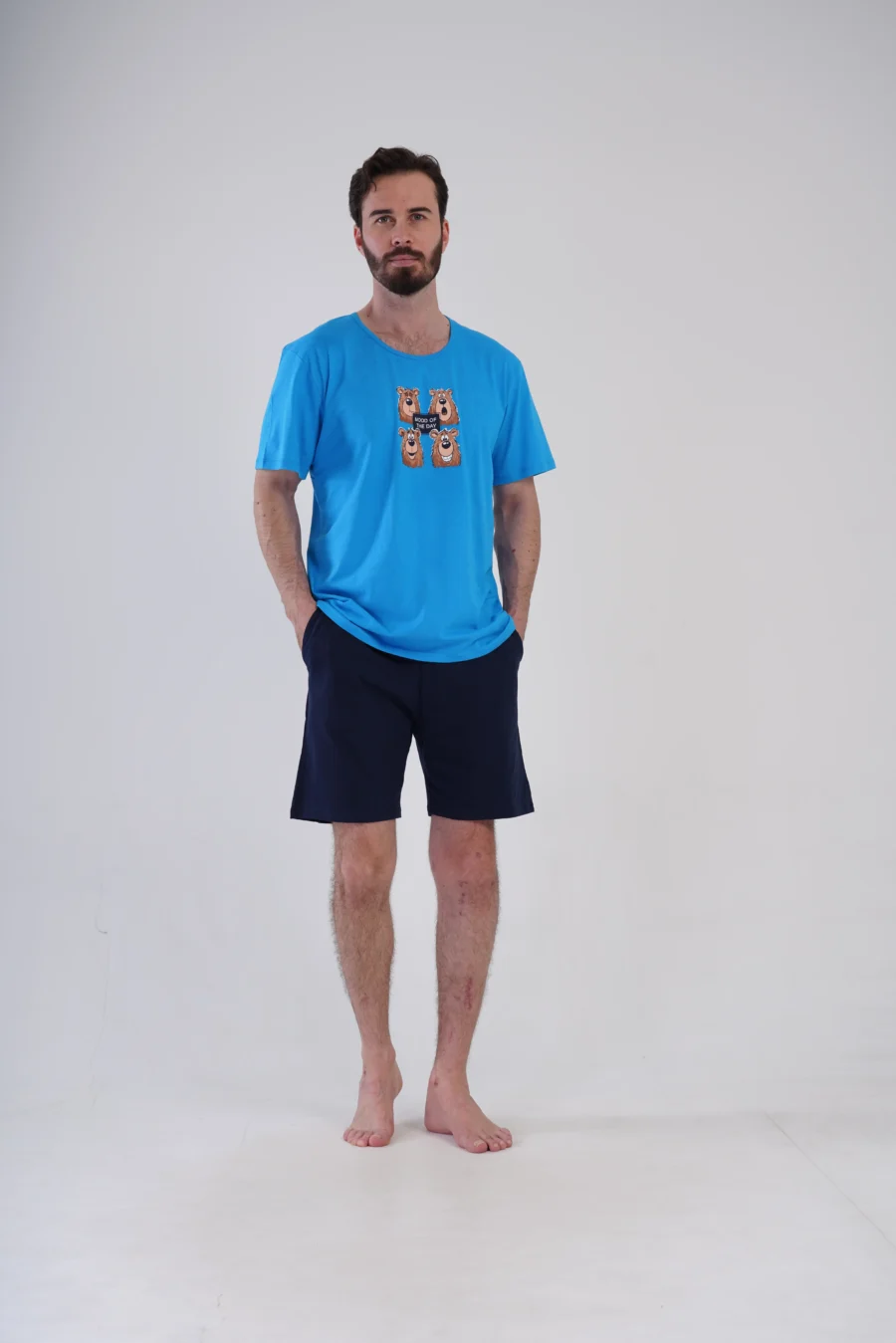 Piżama Męska Vienetta Bear Mood, Niebieski, r. M-XXL - obrazek 4