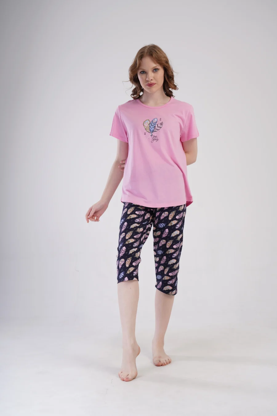 Piżama Damska Vienetta Feather Dreams, Różowy, r. 1XL-4XL - obrazek 2
