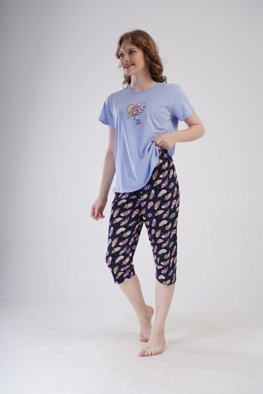Piżama Damska Vienetta Feather Dreams, Fioletowy, r. 1XL-4XL - obrazek 2