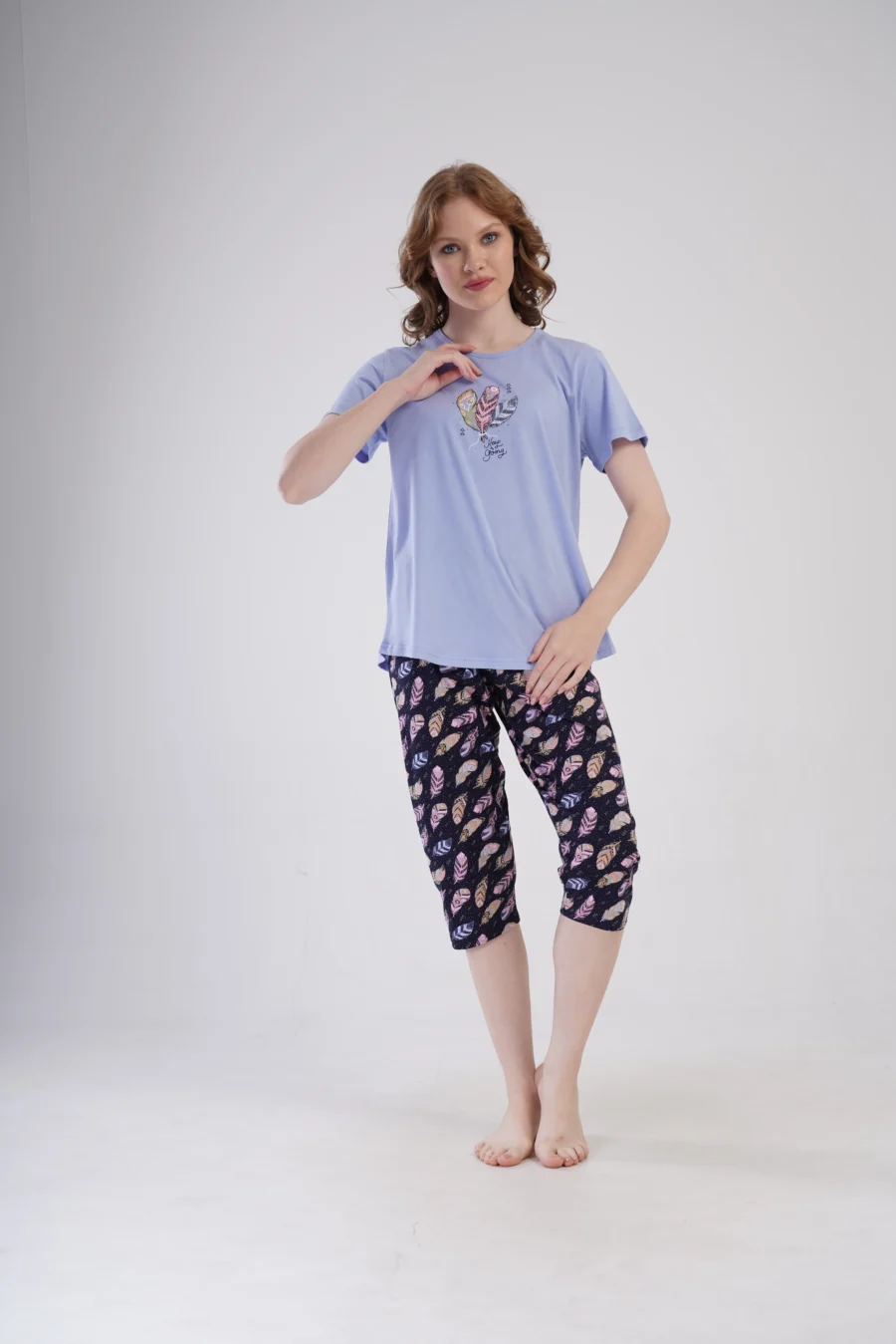Piżama Damska Vienetta Feather Dreams, Fioletowy, r. 1XL-4XL - obrazek 3