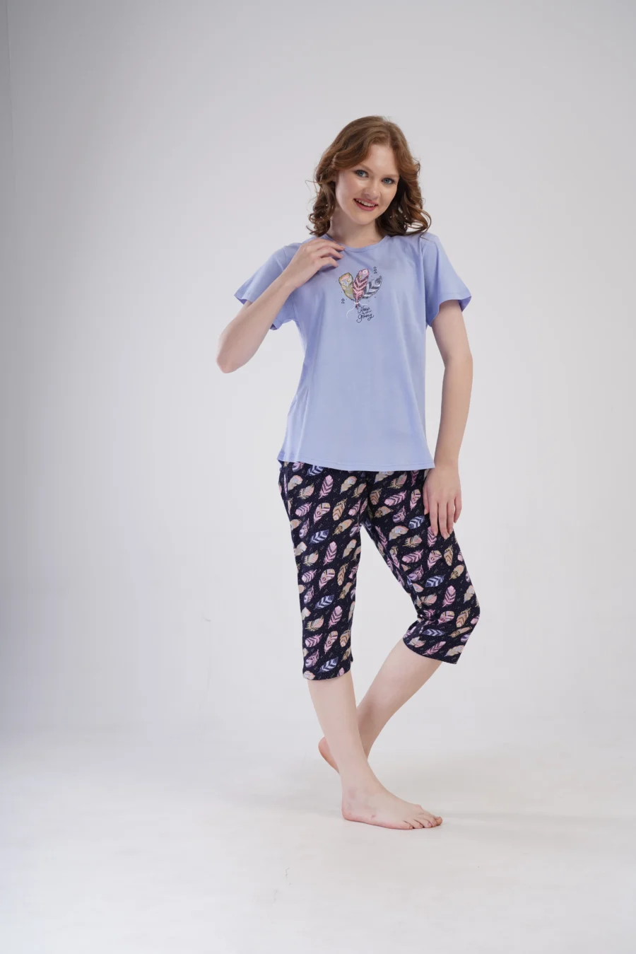 Piżama Damska Vienetta Feather Dreams, Fioletowy, r. 1XL-4XL - obrazek 6