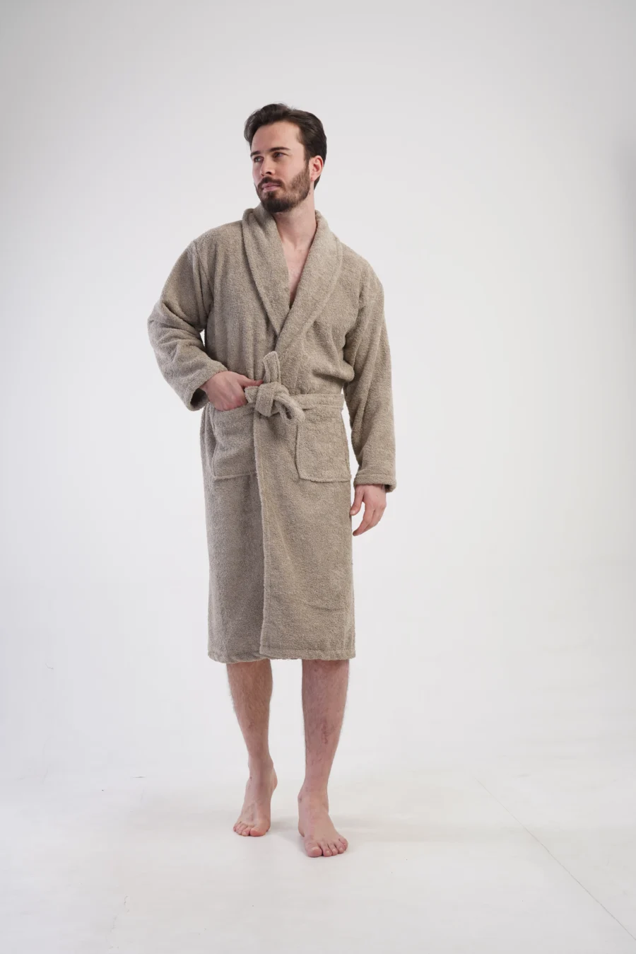 Szlafrok męski Vienetta Beige Vibes, Beżowy, r. L-XXL - obrazek 2