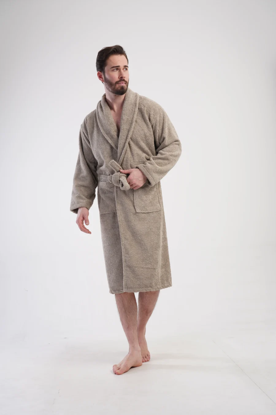 Szlafrok męski Vienetta Beige Vibes, Beżowy, r. L-XXL - obrazek 3