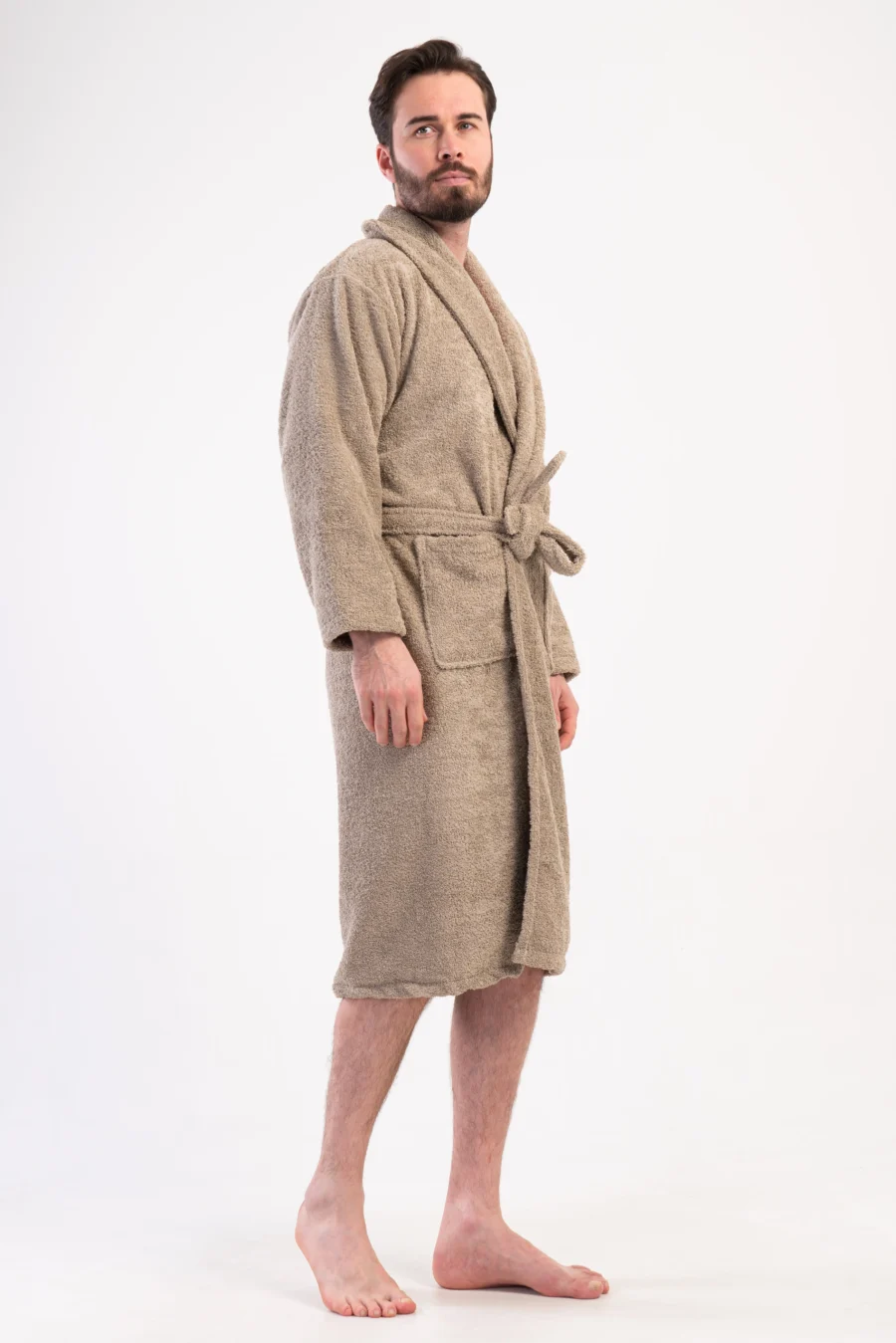 Szlafrok męski Vienetta Beige Vibes, Beżowy, r. L-XXL - obrazek 4