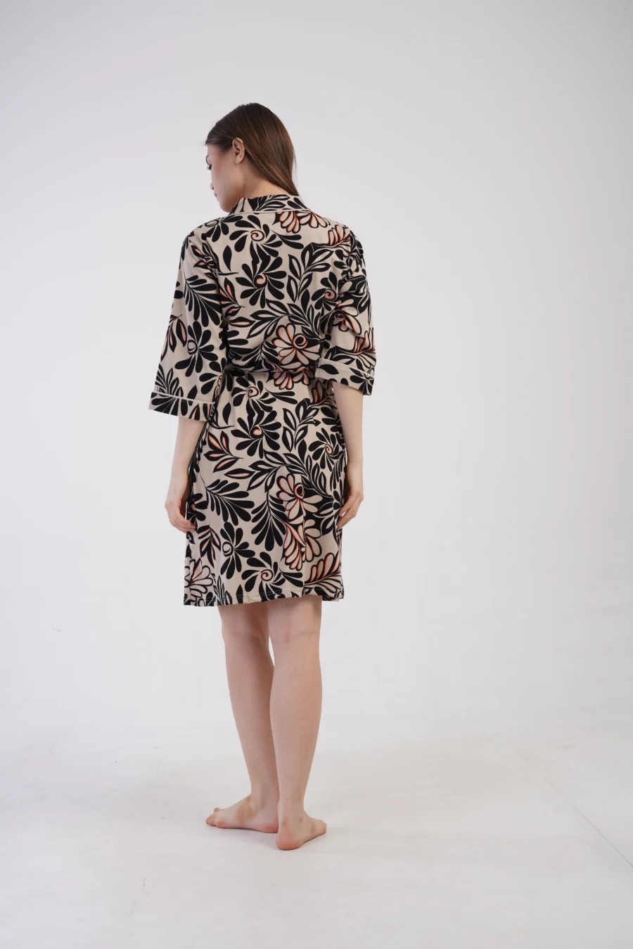 Szlafrok damski Vienetta Botanic Touch, Beżowy, r. 1XL - 4XL - obrazek 4