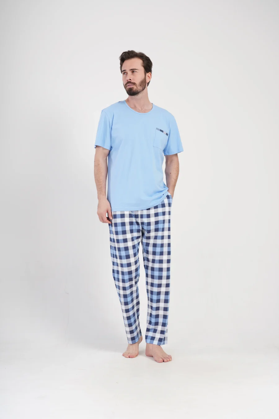 Piżama Męska Vienetta Blue Elegance, Niebieski, r. M-XXL