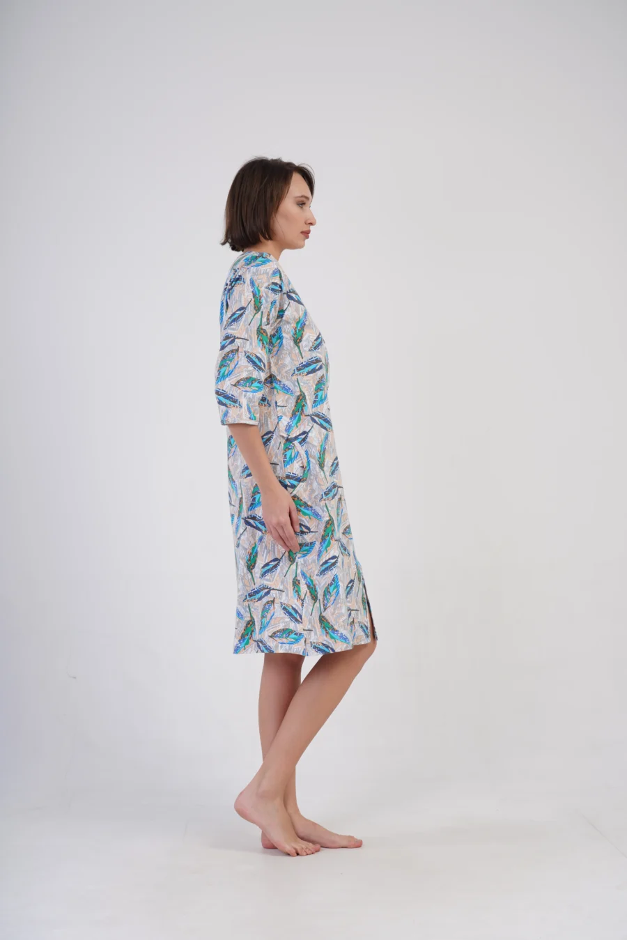 Szlafrok damski Vienetta Leaf Harmony, Kremowy, r. M-XXL - obrazek 6